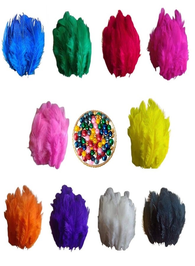The brown box- Natural Dyed Feathers for DIY with Colourful Beads, Crafts Project, Dream Catcher Making Projects, Earrings | Pack of 10 Colors |250 Pieces |25 Pieces Each Color |4-5 Inch Approx. - Image 1